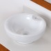 ELITE Bathroom White Bowl Round Ceramic Porcelain Vessel Sink & Short Brushed Nickel Faucet Combo - B00IA246JG